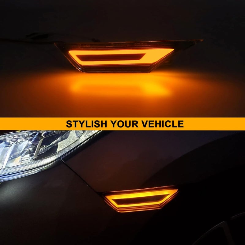 Mynoway Front Sequential LED Turn Signal Lights Replacement for Civic Coupe/Hatchback/Sedan 2016-2021, Dynamic Side Marker Fender Driving Lamp, Amber Side Indicator & White Position Lamp, Smoked Lens - Image 3